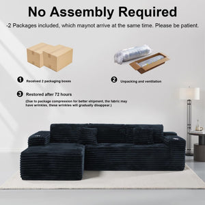 Cloud Sectional Couch with L - Shape Chaise, Modern Modular Sofa with Deep Seat, Built - in Cup Holder & Storage Pocket - Wigtrends