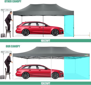 COBIZI 10x20 Heavy Duty Pop up Canopy Tent with 6 sidewalls Easy Up Commercial Outdoor Canopy Wedding Party Tents for Parties All Season Wind & Waterproof Gazebo with Roller Bag,Black(Frame Thickened) - Wigtrends