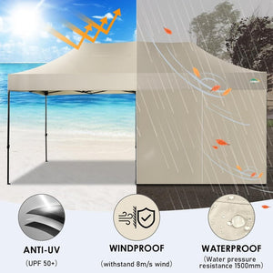 COBIZI 10x20 Heavy Duty Pop up Canopy Tent with 6 sidewalls Easy Up Commercial Outdoor Canopy Wedding Party Tents for Parties All Season Wind & Waterproof Gazebo with Roller Bag,Black(Frame Thickened) - Wigtrends