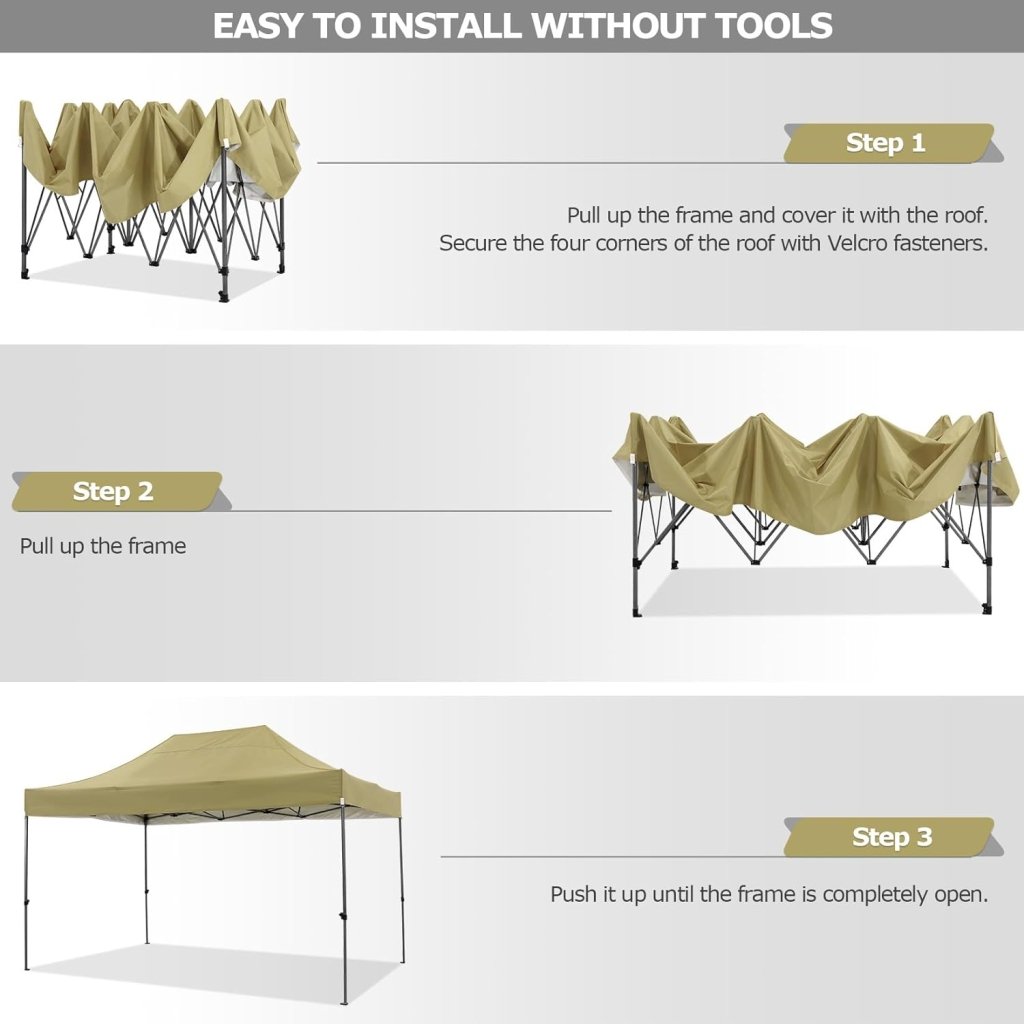 COBIZI 10x20 Heavy Duty Pop up Canopy Tent with 6 sidewalls Easy Up Commercial Outdoor Canopy Wedding Party Tents for Parties All Season Wind & Waterproof Gazebo with Roller Bag,Black(Frame Thickened) - Wigtrends
