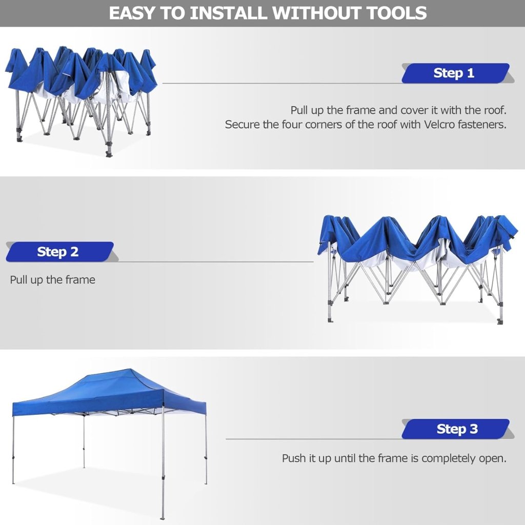 COBIZI 10x20 Heavy Duty Pop up Canopy Tent with 6 sidewalls Easy Up Commercial Outdoor Canopy Wedding Party Tents for Parties All Season Wind & Waterproof Gazebo with Roller Bag,Black(Frame Thickened) - Wigtrends