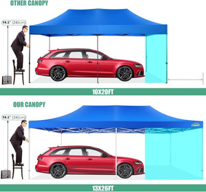 COBIZI 10x20 Heavy Duty Pop up Canopy Tent with 6 sidewalls Easy Up Commercial Outdoor Canopy Wedding Party Tents for Parties All Season Wind & Waterproof Gazebo with Roller Bag,Black(Frame Thickened) - Wigtrends