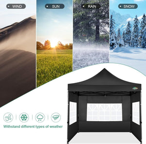 COBIZI 10x20 Heavy Duty Pop up Canopy Tent with 6 sidewalls Easy Up Commercial Outdoor Canopy Wedding Party Tents for Parties All Season Wind & Waterproof Gazebo with Roller Bag,Black(Frame Thickened) - Wigtrends