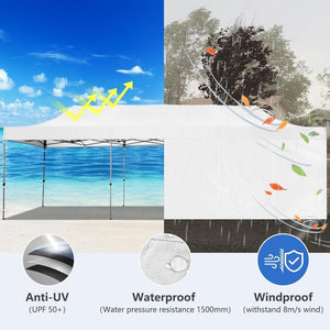 COBIZI 10x20 Heavy Duty Pop up Canopy Tent with 6 sidewalls Easy Up Commercial Outdoor Canopy Wedding Party Tents for Parties All Season Wind & Waterproof Gazebo with Roller Bag,Black(Frame Thickened) - Wigtrends