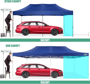 COBIZI 10x20 Heavy Duty Pop up Canopy Tent with 6 sidewalls Easy Up Commercial Outdoor Canopy Wedding Party Tents for Parties All Season Wind & Waterproof Gazebo with Roller Bag,Black(Frame Thickened) - Wigtrends