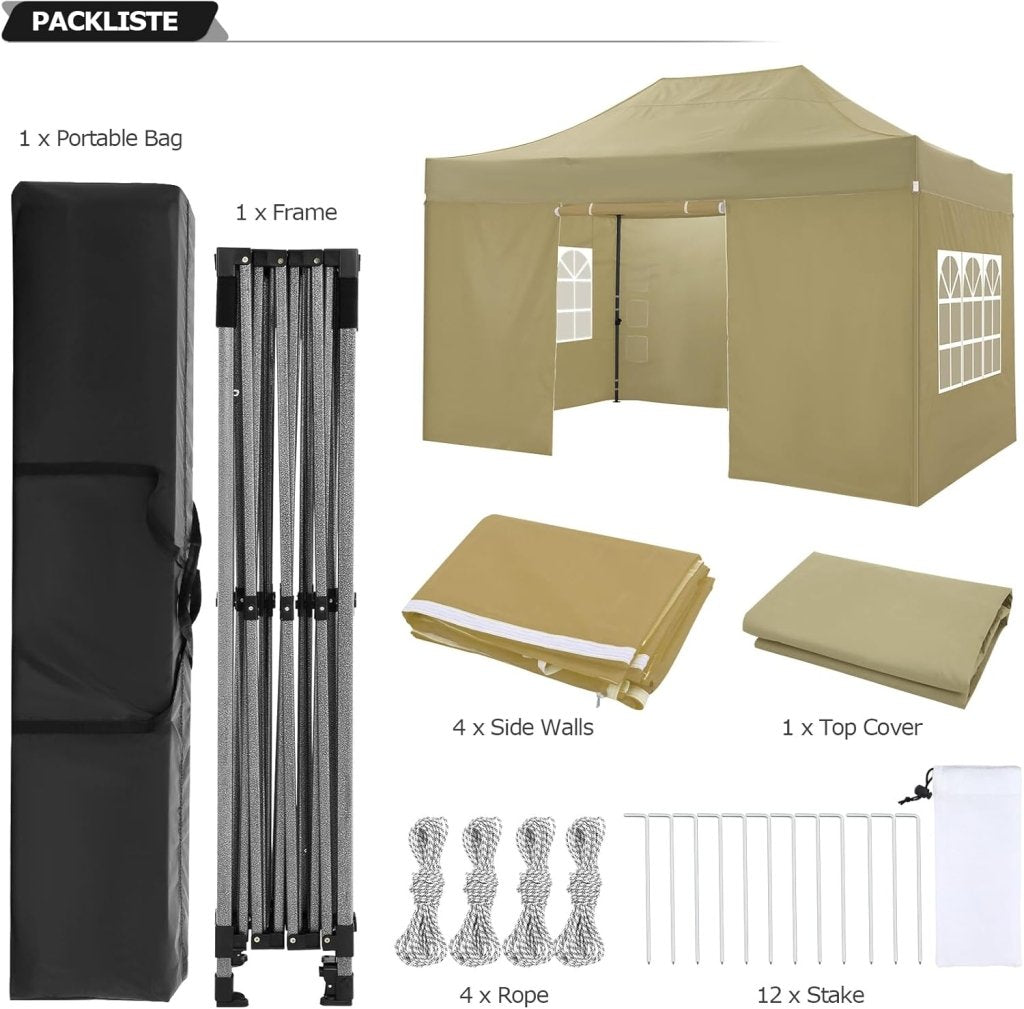 COBIZI 10x20 Heavy Duty Pop up Canopy Tent with 6 sidewalls Easy Up Commercial Outdoor Canopy Wedding Party Tents for Parties All Season Wind & Waterproof Gazebo with Roller Bag,Black(Frame Thickened) - Wigtrends