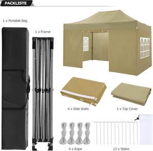 COBIZI 10x20 Heavy Duty Pop up Canopy Tent with 6 sidewalls Easy Up Commercial Outdoor Canopy Wedding Party Tents for Parties All Season Wind & Waterproof Gazebo with Roller Bag,Black(Frame Thickened) - Wigtrends
