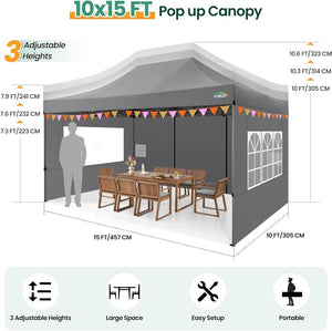 COBIZI 10x20 Heavy Duty Pop up Canopy Tent with 6 sidewalls Easy Up Commercial Outdoor Canopy Wedding Party Tents for Parties All Season Wind & Waterproof Gazebo with Roller Bag,Black(Frame Thickened) - Wigtrends