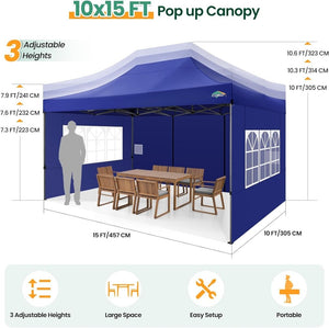 COBIZI 10x20 Heavy Duty Pop up Canopy Tent with 6 sidewalls Easy Up Commercial Outdoor Canopy Wedding Party Tents for Parties All Season Wind & Waterproof Gazebo with Roller Bag,Black(Frame Thickened) - Wigtrends