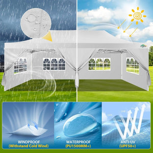 COBIZI 10x20 Heavy Duty Pop up Canopy Tent with 6 sidewalls Easy Up Commercial Outdoor Canopy Wedding Party Tents for Parties All Season Wind & Waterproof Gazebo with Roller Bag,Black(Frame Thickened) - Wigtrends