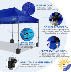 COBIZI 10x20 Heavy Duty Pop up Canopy Tent with 6 sidewalls Easy Up Commercial Outdoor Canopy Wedding Party Tents for Parties All Season Wind & Waterproof Gazebo with Roller Bag,Black(Frame Thickened) - Wigtrends