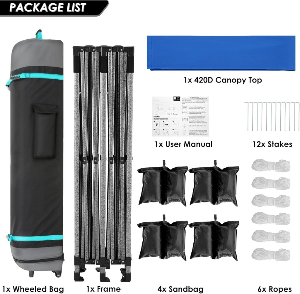 COBIZI 10x20 Heavy Duty Pop up Canopy Tent with 6 sidewalls Easy Up Commercial Outdoor Canopy Wedding Party Tents for Parties All Season Wind & Waterproof Gazebo with Roller Bag,Black(Frame Thickened) - Wigtrends