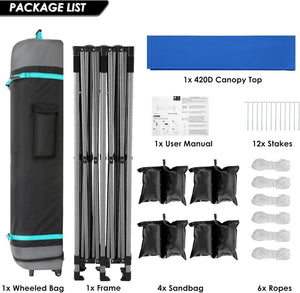 COBIZI 10x20 Heavy Duty Pop up Canopy Tent with 6 sidewalls Easy Up Commercial Outdoor Canopy Wedding Party Tents for Parties All Season Wind & Waterproof Gazebo with Roller Bag,Black(Frame Thickened) - Wigtrends