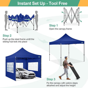 COBIZI 10x20 Heavy Duty Pop up Canopy Tent with 6 sidewalls Easy Up Commercial Outdoor Canopy Wedding Party Tents for Parties All Season Wind & Waterproof Gazebo with Roller Bag,Black(Frame Thickened) - Wigtrends