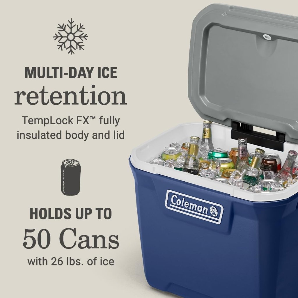 Coleman Classic Series Insulated Portable Wheeled Cooler, Leak - Resistant Outdoor Hard Cooler Keeps Ice up to 5 Days, 100 - Quart - Wigtrends