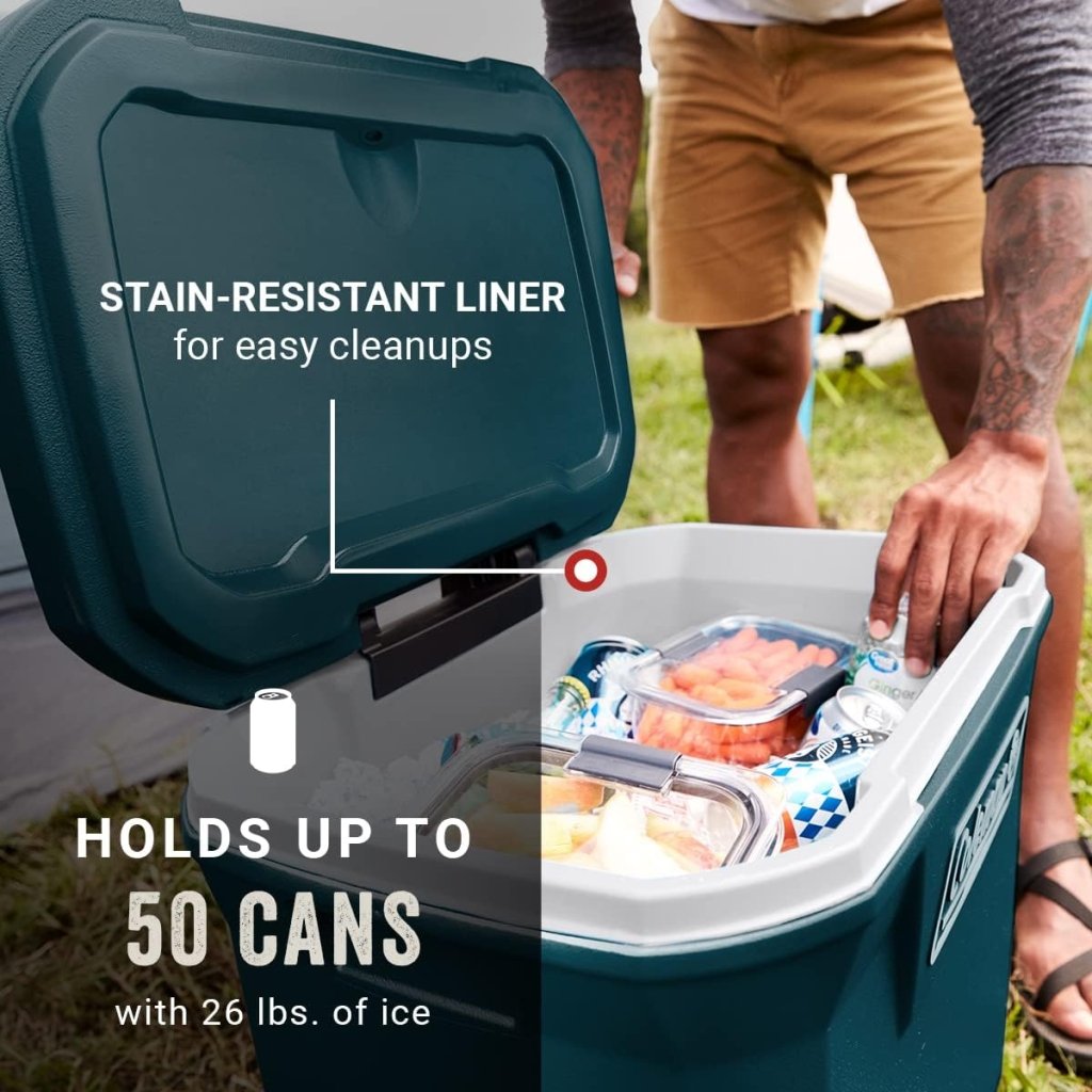 Coleman Classic Series Insulated Portable Wheeled Cooler, Leak - Resistant Outdoor Hard Cooler Keeps Ice up to 5 Days, 100 - Quart - Wigtrends