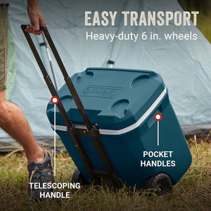 Coleman Classic Series Insulated Portable Wheeled Cooler, Leak - Resistant Outdoor Hard Cooler Keeps Ice up to 5 Days, 100 - Quart - Wigtrends