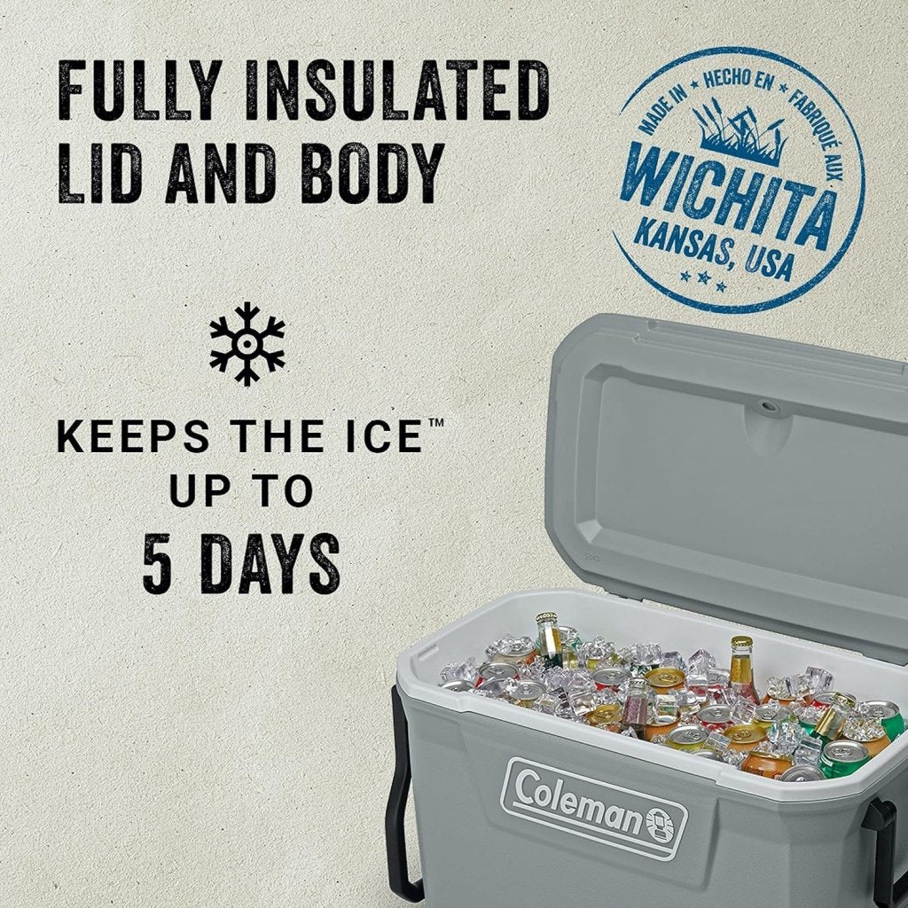 Coleman Classic Series Insulated Portable Wheeled Cooler, Leak - Resistant Outdoor Hard Cooler Keeps Ice up to 5 Days, 100 - Quart - Wigtrends