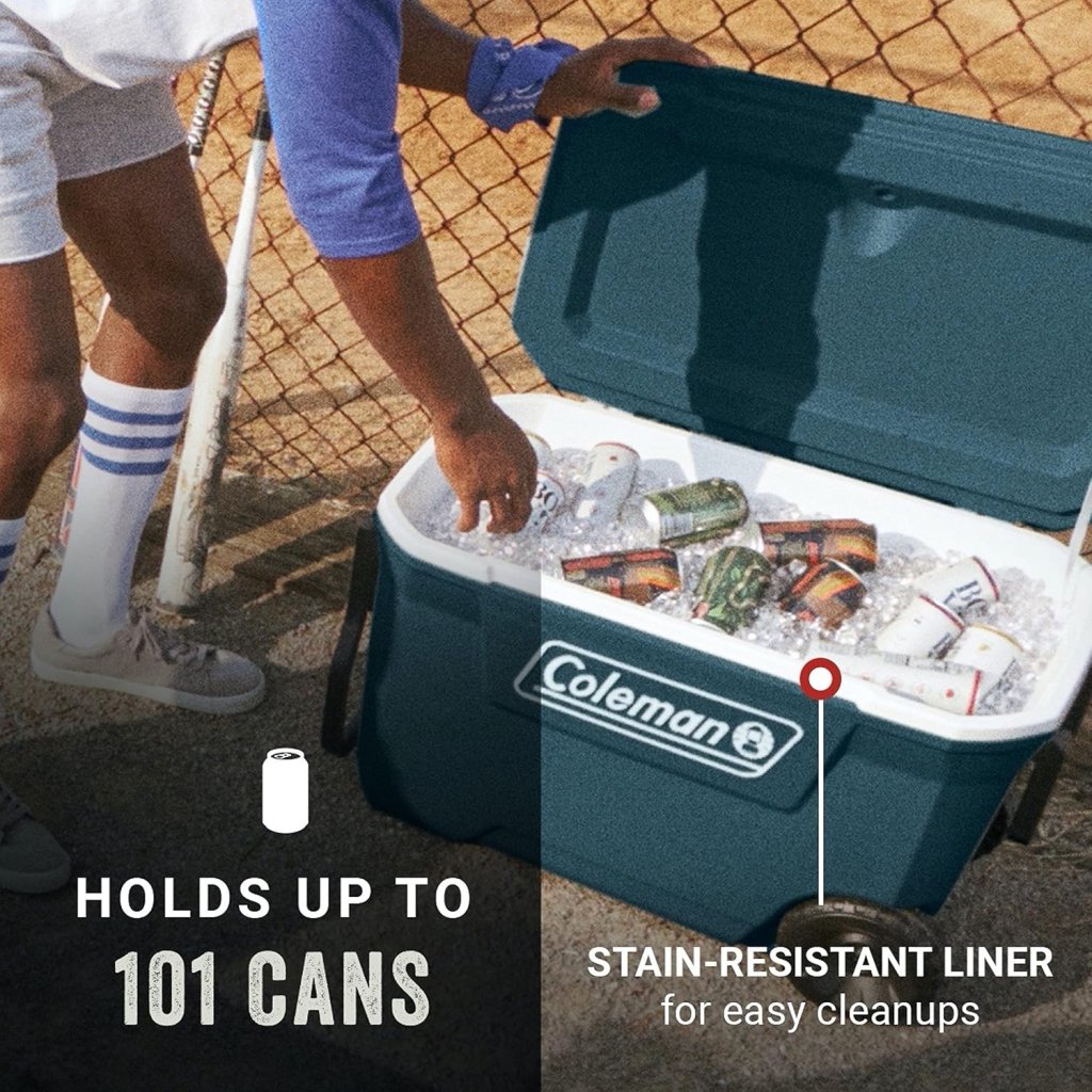 Coleman Classic Series Insulated Portable Wheeled Cooler, Leak - Resistant Outdoor Hard Cooler Keeps Ice up to 5 Days, 100 - Quart - Wigtrends