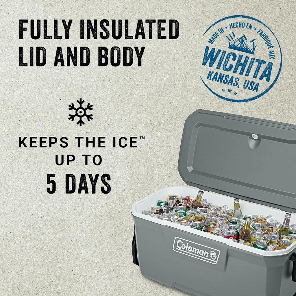 Coleman Classic Series Insulated Portable Wheeled Cooler, Leak - Resistant Outdoor Hard Cooler Keeps Ice up to 5 Days, 100 - Quart - Wigtrends