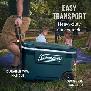 Coleman Classic Series Insulated Portable Wheeled Cooler, Leak - Resistant Outdoor Hard Cooler Keeps Ice up to 5 Days, 100 - Quart - Wigtrends