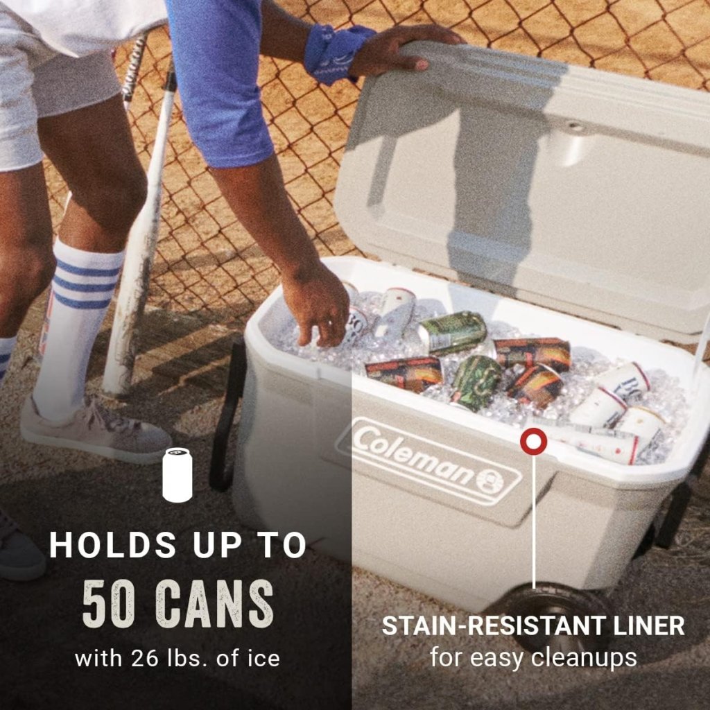 Coleman Classic Series Insulated Portable Wheeled Cooler, Leak - Resistant Outdoor Hard Cooler Keeps Ice up to 5 Days, 100 - Quart - Wigtrends