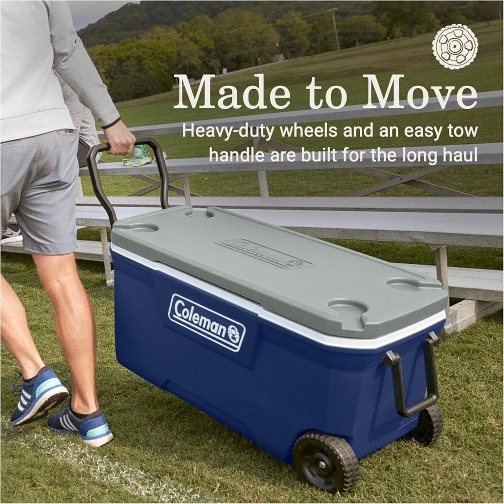 Coleman Classic Series Insulated Portable Wheeled Cooler, Leak - Resistant Outdoor Hard Cooler Keeps Ice up to 5 Days, 100 - Quart - Wigtrends