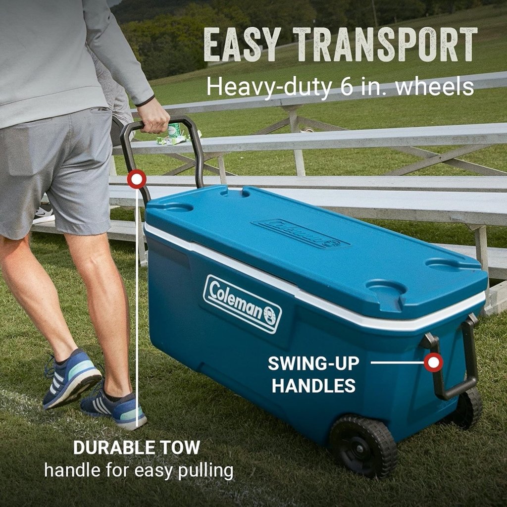 Coleman Classic Series Insulated Portable Wheeled Cooler, Leak - Resistant Outdoor Hard Cooler Keeps Ice up to 5 Days, 100 - Quart - Wigtrends