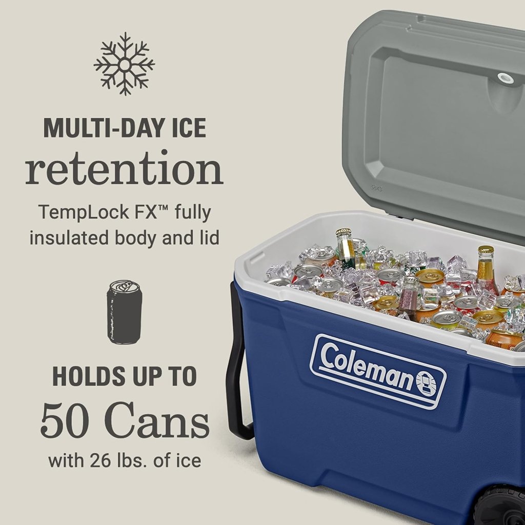 Coleman Classic Series Insulated Portable Wheeled Cooler, Leak - Resistant Outdoor Hard Cooler Keeps Ice up to 5 Days, 100 - Quart - Wigtrends