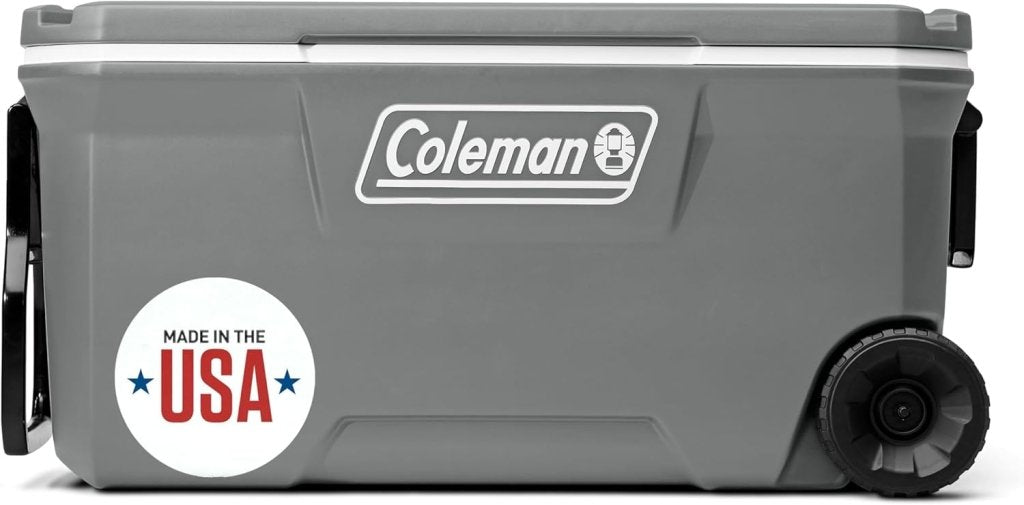 Coleman Classic Series Insulated Portable Wheeled Cooler, Leak - Resistant Outdoor Hard Cooler Keeps Ice up to 5 Days, 100 - Quart - Wigtrends