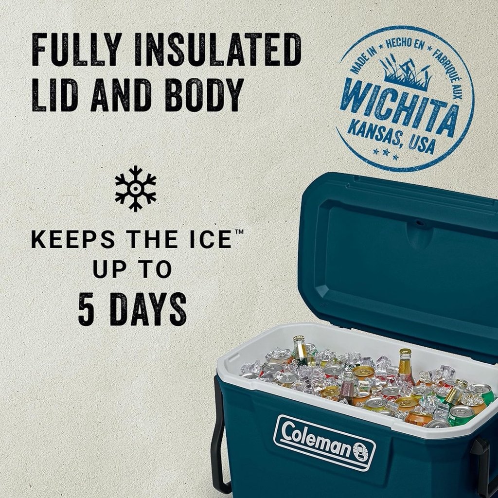 Coleman Classic Series Insulated Portable Wheeled Cooler, Leak - Resistant Outdoor Hard Cooler Keeps Ice up to 5 Days, 100 - Quart - Wigtrends