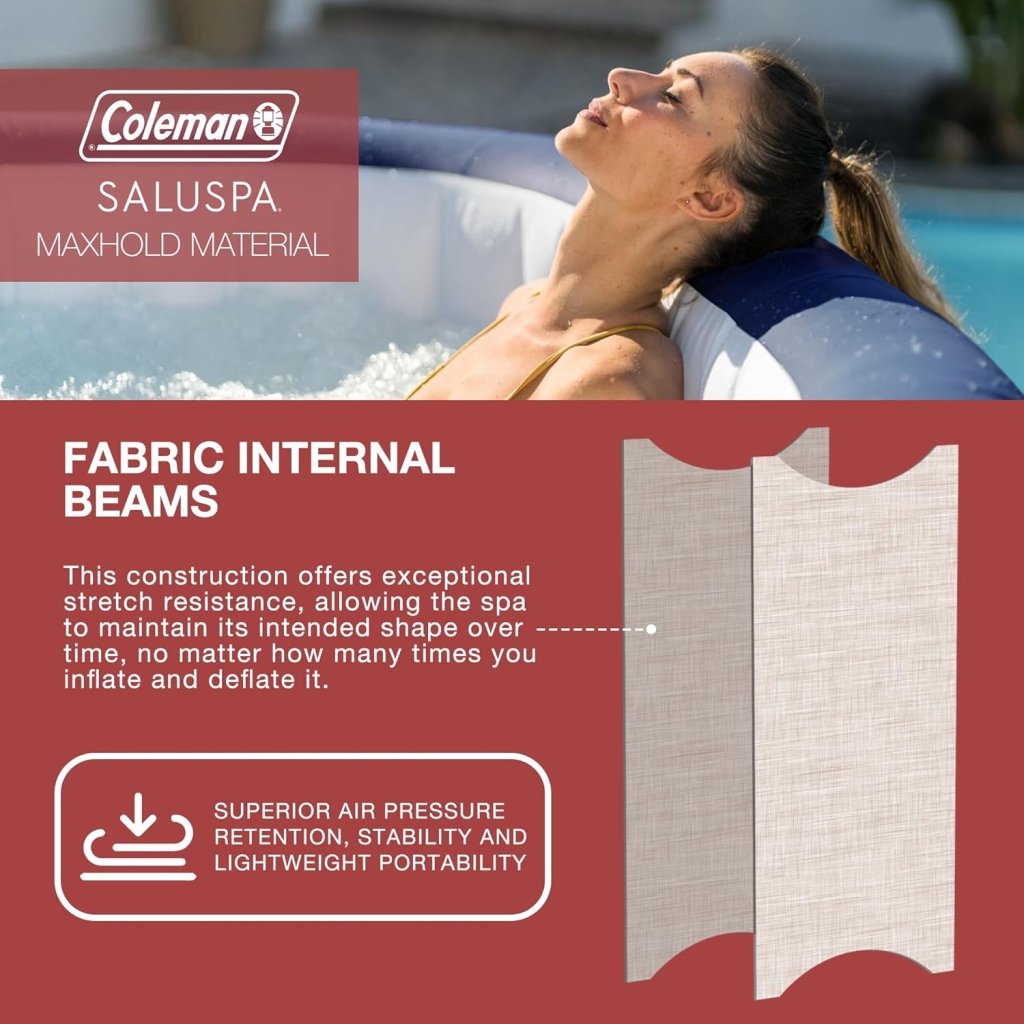 Coleman SaluSpa Atlantis AirJet 4 to 6 Person Inflatable Hot Tub Square Portable Outdoor Spa with 140 Soothing Jets with Cover, Blue - Wigtrends