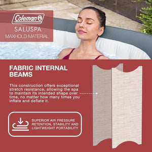 Coleman SaluSpa Atlantis AirJet 4 to 6 Person Inflatable Hot Tub Square Portable Outdoor Spa with 140 Soothing Jets with Cover, Blue - Wigtrends