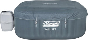 Coleman SaluSpa Atlantis AirJet 4 to 6 Person Inflatable Hot Tub Square Portable Outdoor Spa with 140 Soothing Jets with Cover, Blue - Wigtrends