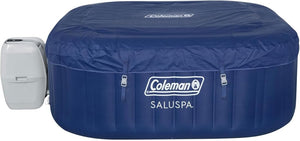 Coleman SaluSpa Atlantis AirJet 4 to 6 Person Inflatable Hot Tub Square Portable Outdoor Spa with 140 Soothing Jets with Cover, Blue - Wigtrends