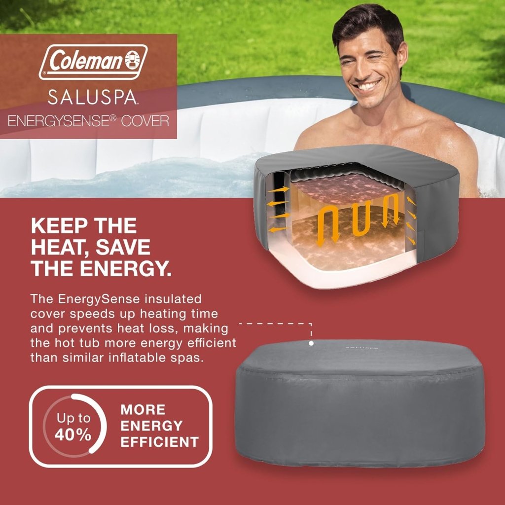 Coleman SaluSpa Atlantis AirJet 4 to 6 Person Inflatable Hot Tub Square Portable Outdoor Spa with 140 Soothing Jets with Cover, Blue - Wigtrends