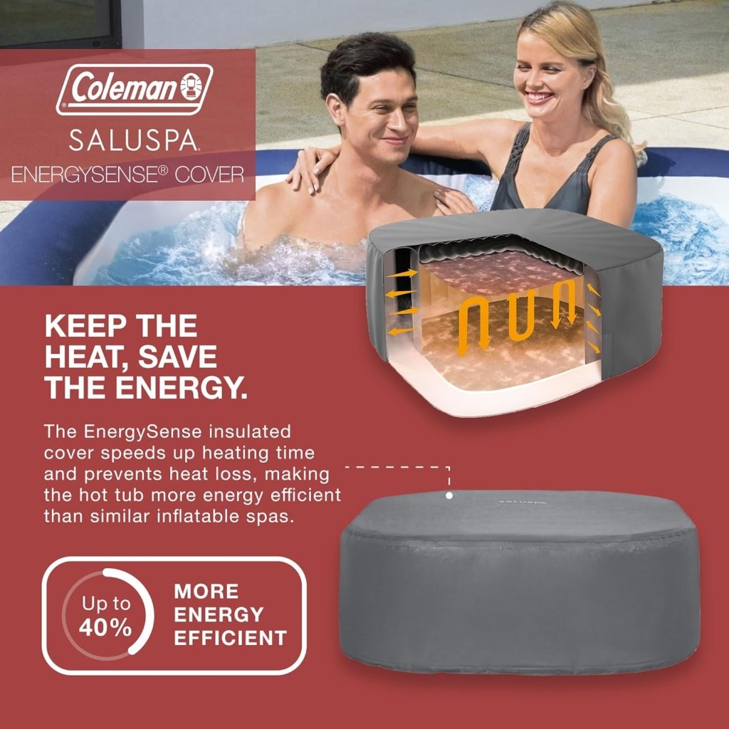 Coleman SaluSpa Atlantis AirJet 4 to 6 Person Inflatable Hot Tub Square Portable Outdoor Spa with 140 Soothing Jets with Cover, Blue - Wigtrends