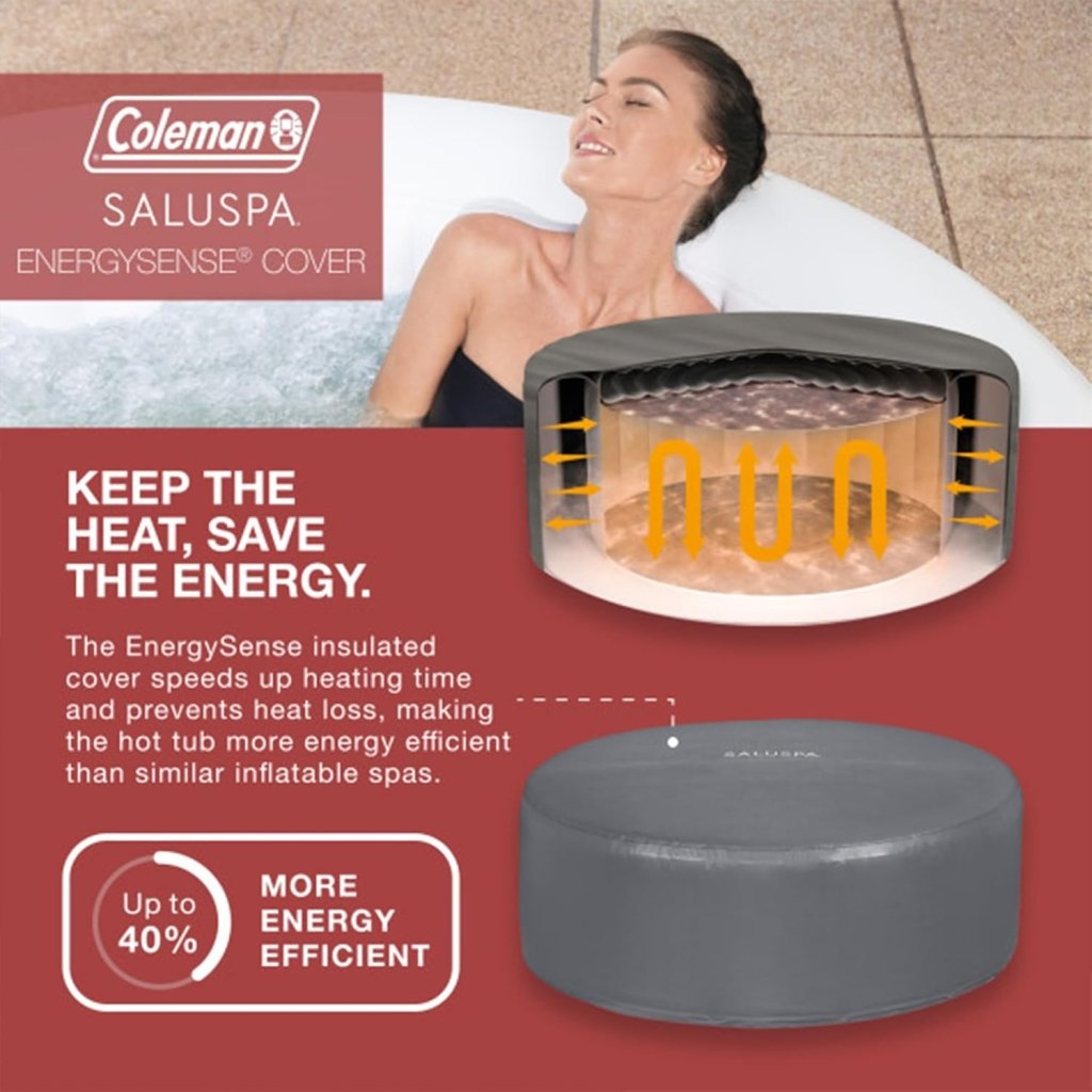 Coleman SaluSpa Miami AirJet 2 to 4 Person Round Inflatable Hot Tub Portable Outdoor Spa with 120 Soothing AirJets and Insulated Cover, Black - Wigtrends