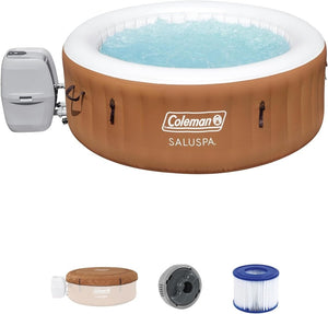 Coleman SaluSpa Miami AirJet 2 to 4 Person Round Inflatable Hot Tub Portable Outdoor Spa with 120 Soothing AirJets and Insulated Cover, Black - Wigtrends