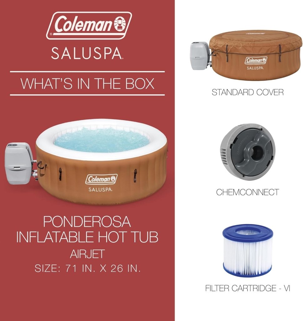 Coleman SaluSpa Miami AirJet 2 to 4 Person Round Inflatable Hot Tub Portable Outdoor Spa with 120 Soothing AirJets and Insulated Cover, Black - Wigtrends