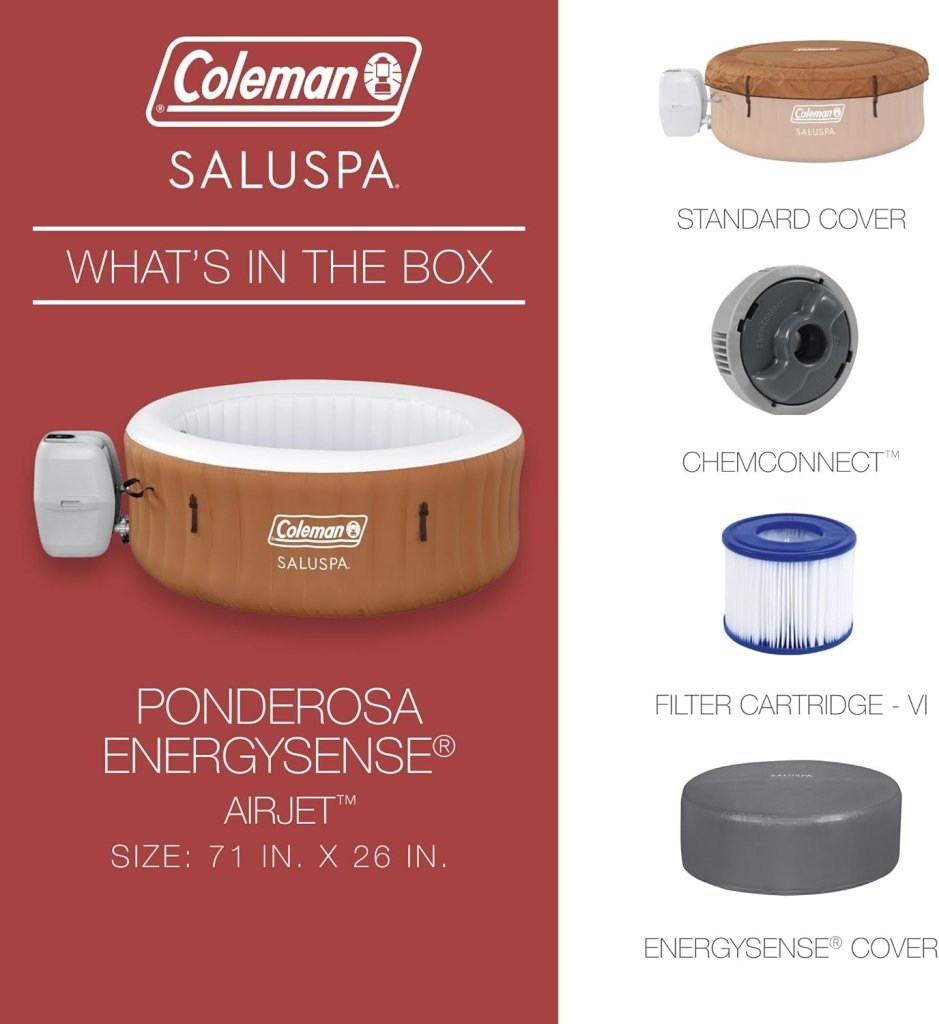 Coleman SaluSpa Miami AirJet 2 to 4 Person Round Inflatable Hot Tub Portable Outdoor Spa with 120 Soothing AirJets and Insulated Cover, Black - Wigtrends
