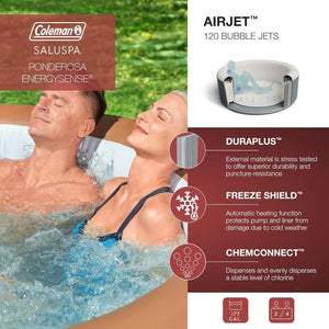 Coleman SaluSpa Miami AirJet 2 to 4 Person Round Inflatable Hot Tub Portable Outdoor Spa with 120 Soothing AirJets and Insulated Cover, Black - Wigtrends