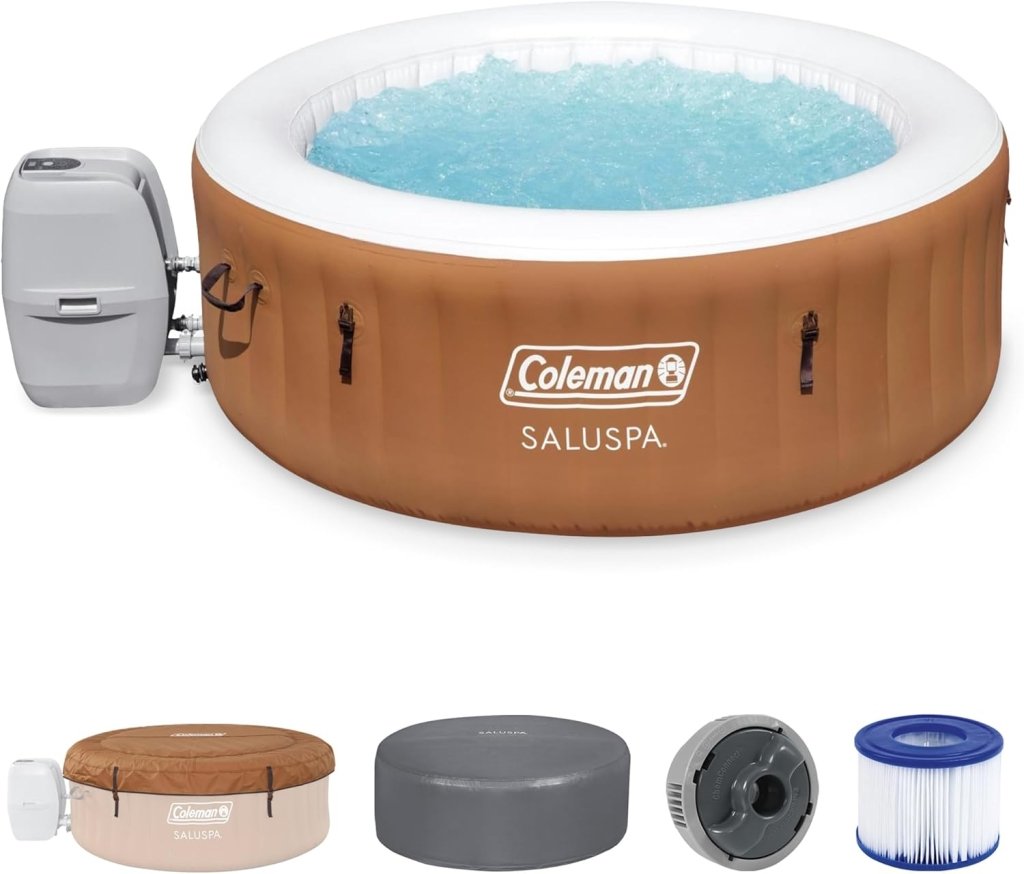 Coleman SaluSpa Miami AirJet 2 to 4 Person Round Inflatable Hot Tub Portable Outdoor Spa with 120 Soothing AirJets and Insulated Cover, Black - Wigtrends
