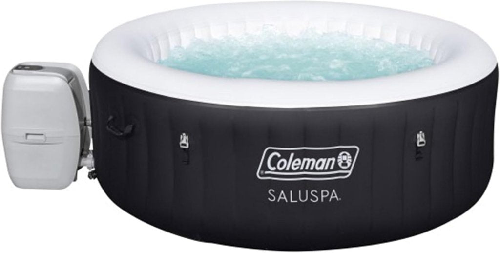 Coleman SaluSpa Miami AirJet 2 to 4 Person Round Inflatable Hot Tub Portable Outdoor Spa with 120 Soothing AirJets and Insulated Cover, Black - Wigtrends