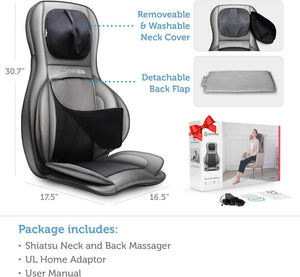 COMFIER Massager Chair with Heat Shiatsu Neck Back Massager Portable with Compress & Rolling Massage Chair Pad for Full Back Neck & Shoulders Full Body Pain - Wigtrends