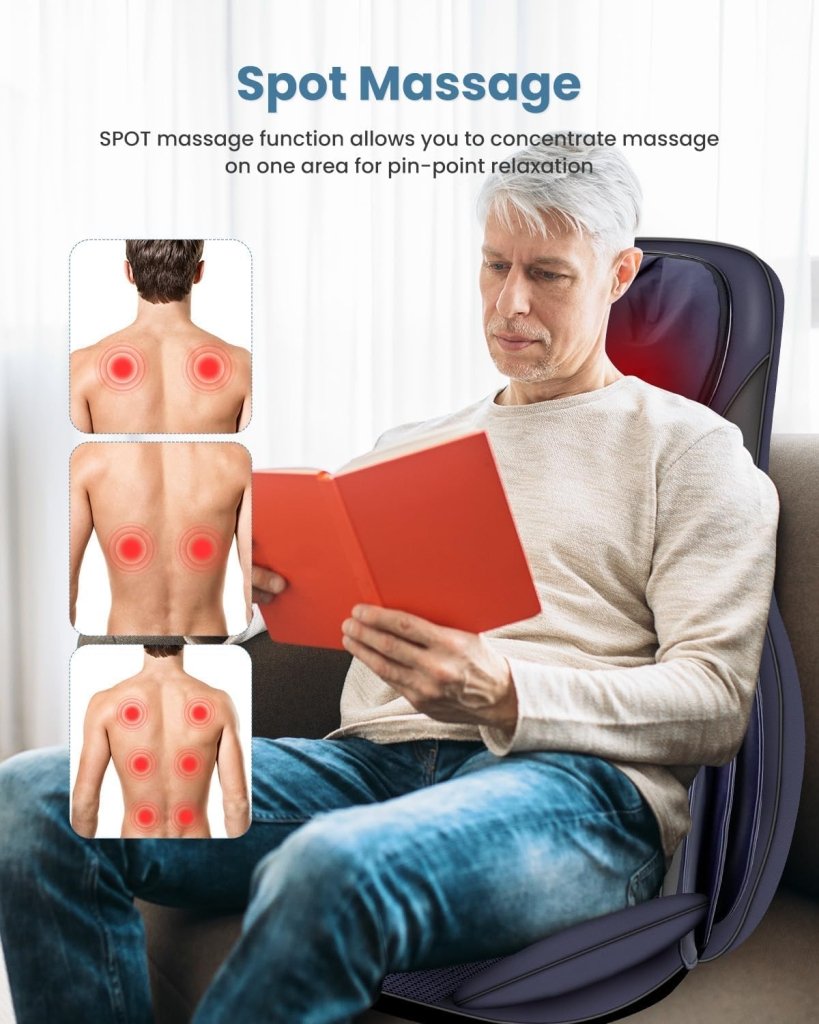 COMFIER Massager Chair with Heat Shiatsu Neck Back Massager Portable with Compress & Rolling Massage Chair Pad for Full Back Neck & Shoulders Full Body Pain - Wigtrends