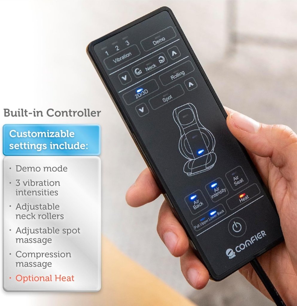 COMFIER Massager Chair with Heat Shiatsu Neck Back Massager Portable with Compress & Rolling Massage Chair Pad for Full Back Neck & Shoulders Full Body Pain - Wigtrends