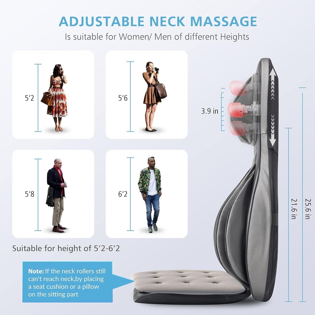 COMFIER Massager Chair with Heat Shiatsu Neck Back Massager Portable with Compress & Rolling Massage Chair Pad for Full Back Neck & Shoulders Full Body Pain - Wigtrends
