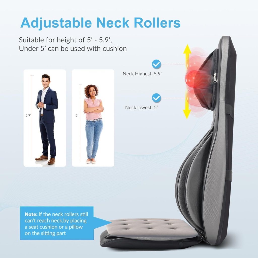 COMFIER Massager Chair with Heat Shiatsu Neck Back Massager Portable with Compress & Rolling Massage Chair Pad for Full Back Neck & Shoulders Full Body Pain - Wigtrends