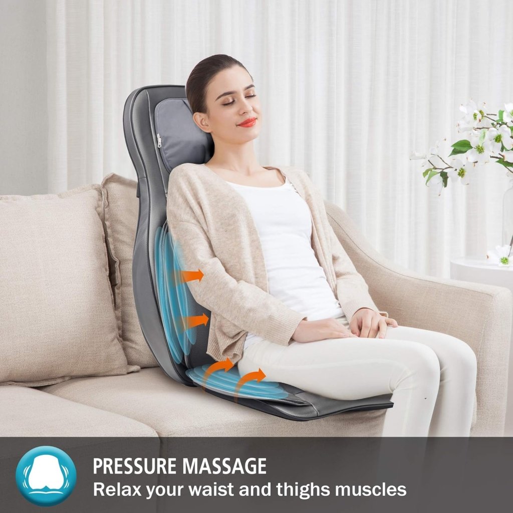 COMFIER Massager Chair with Heat Shiatsu Neck Back Massager Portable with Compress & Rolling Massage Chair Pad for Full Back Neck & Shoulders Full Body Pain - Wigtrends